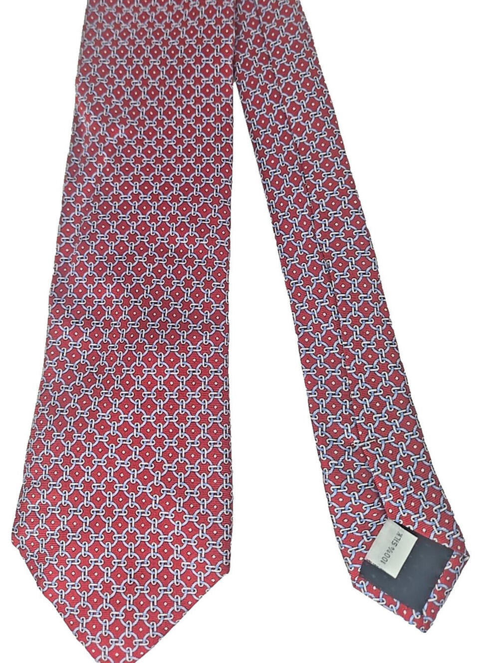 Vintage Pierre Cardin Silk Neck Tie Red Geometric Illusion Classic Office